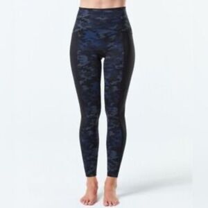 Spanx Booty Boost Active Leggings Geo Camo Print Blue Compression Tight Pants S